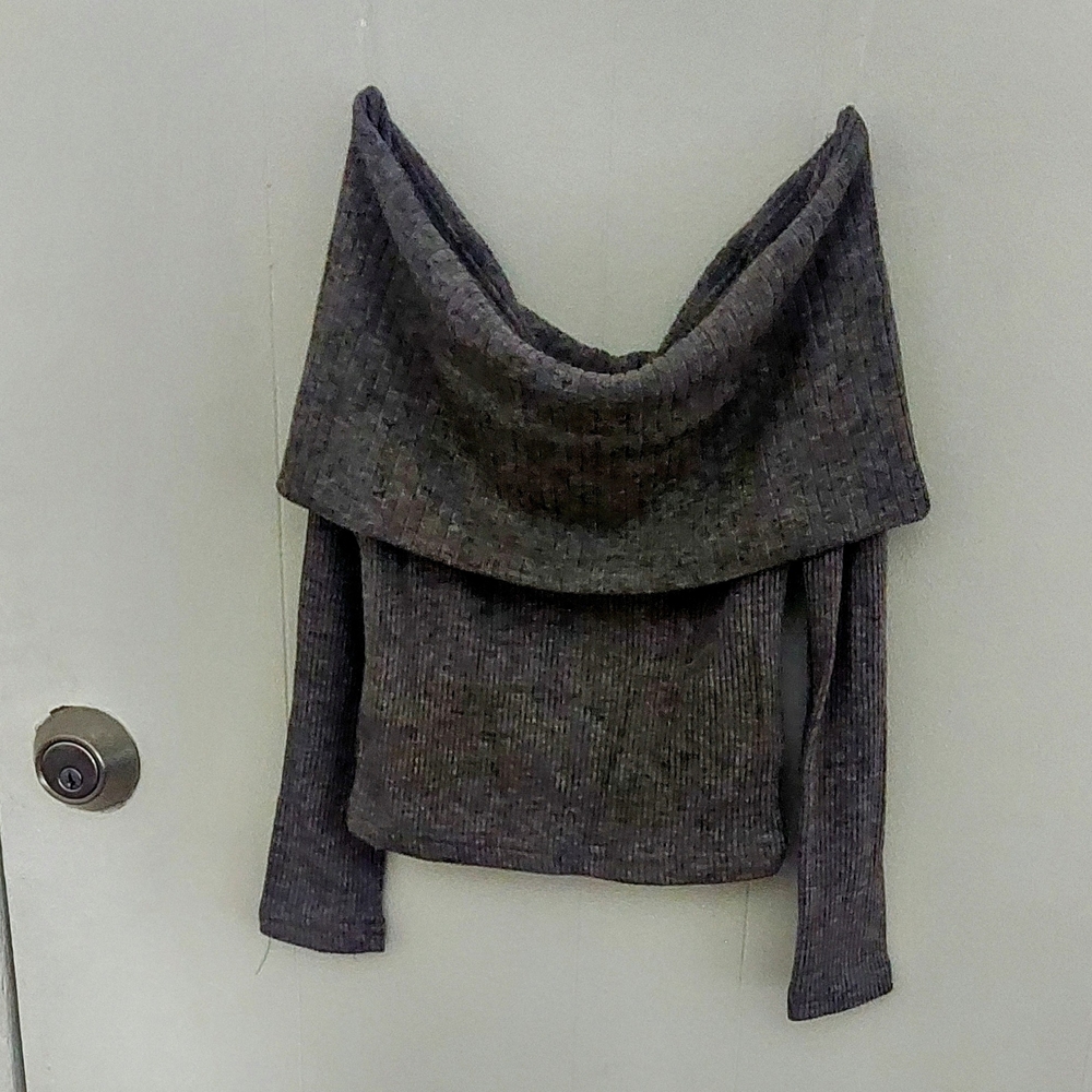 Gray Off-Shoulder Women's Sweater